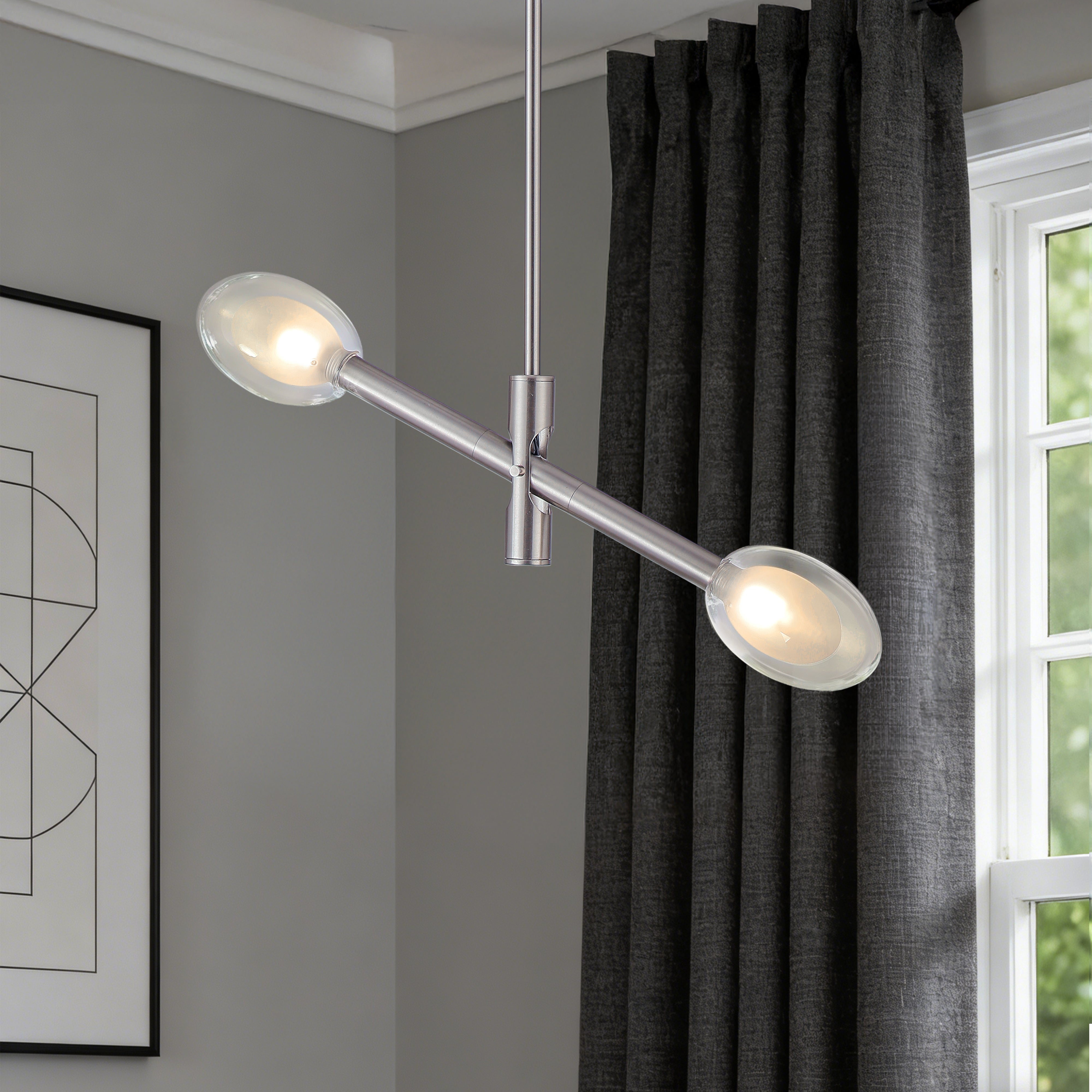 Double-pane Glass Swing Arm Chandelier