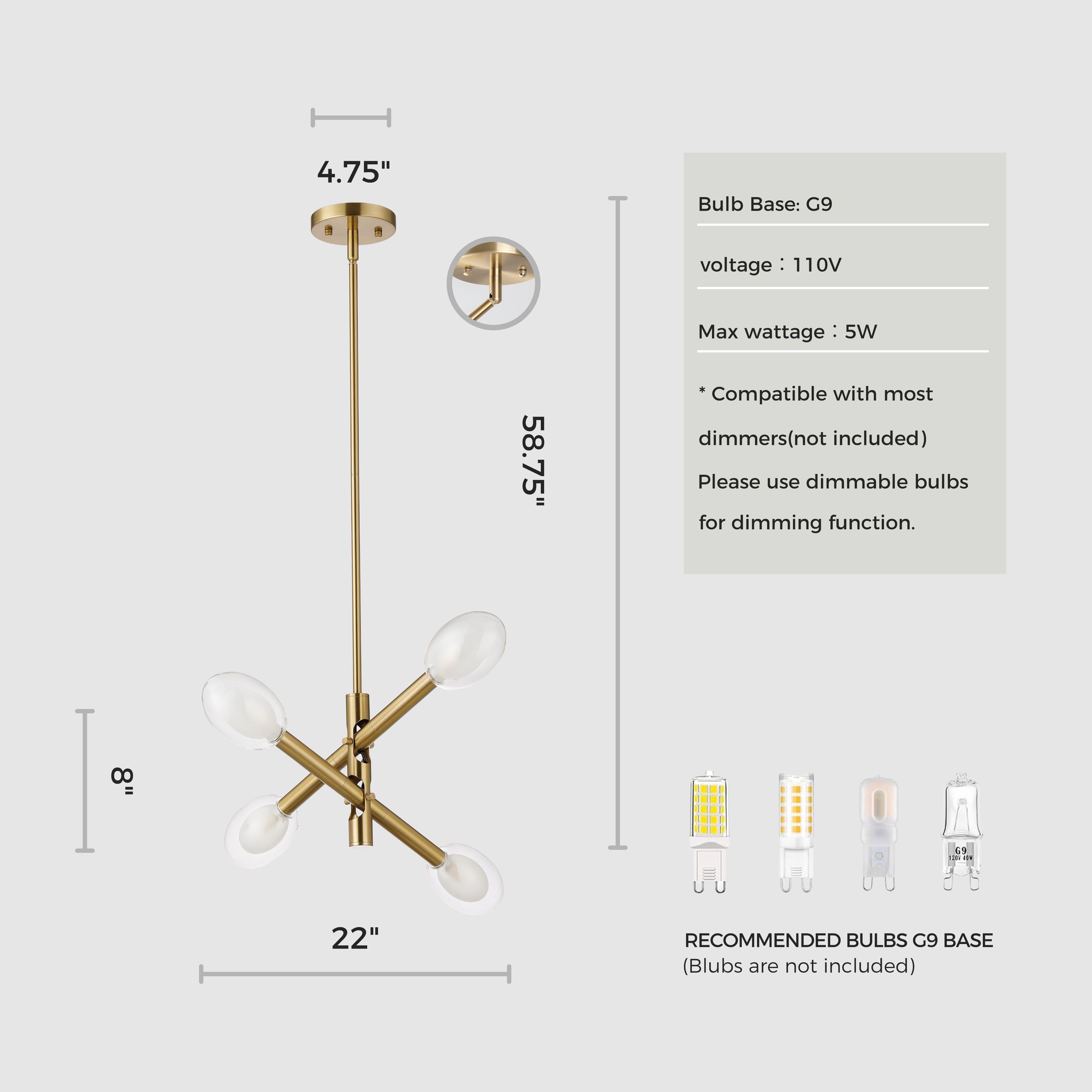 Double-pane Glass Swing Arm Chandelier