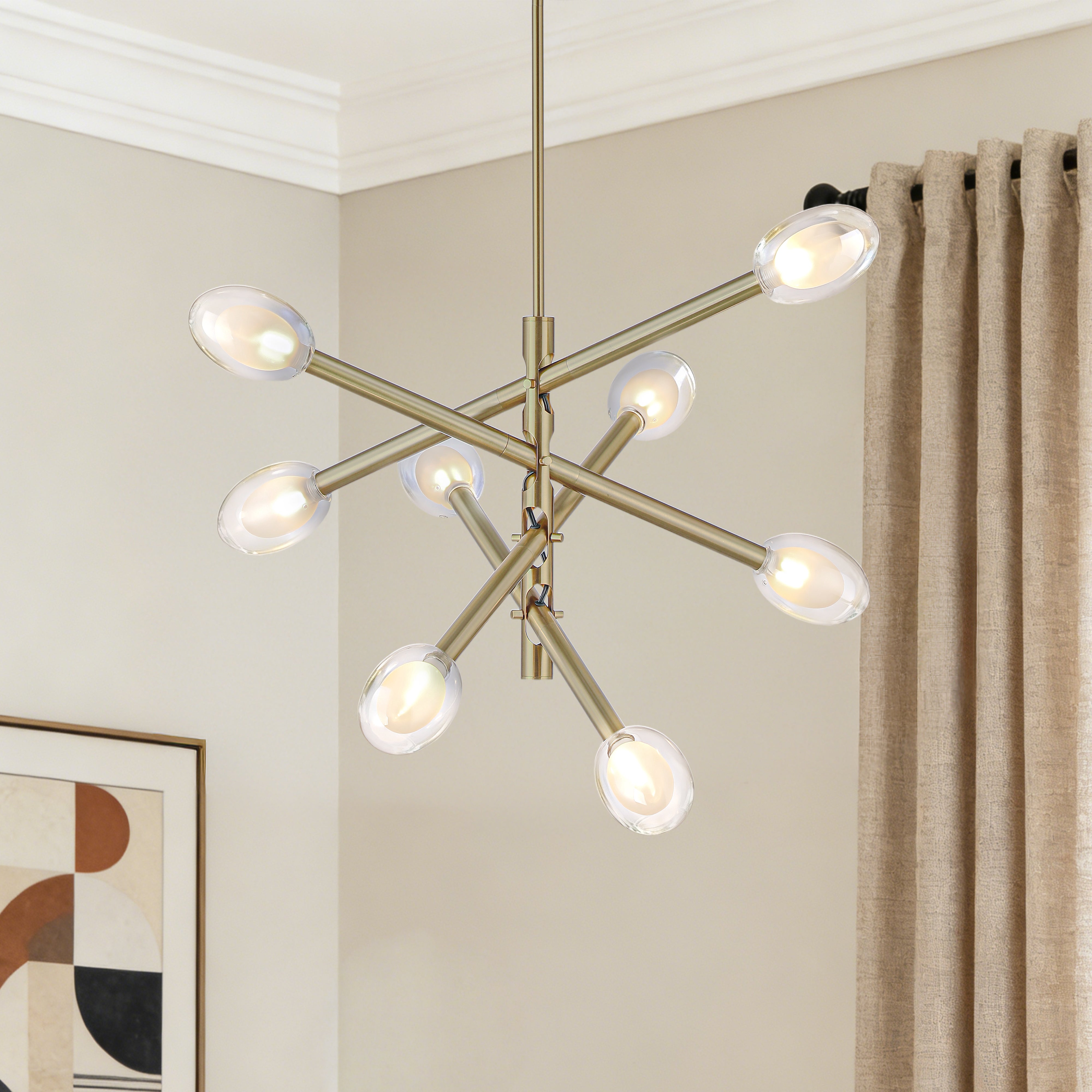 Double-pane Glass Swing Arm Chandelier