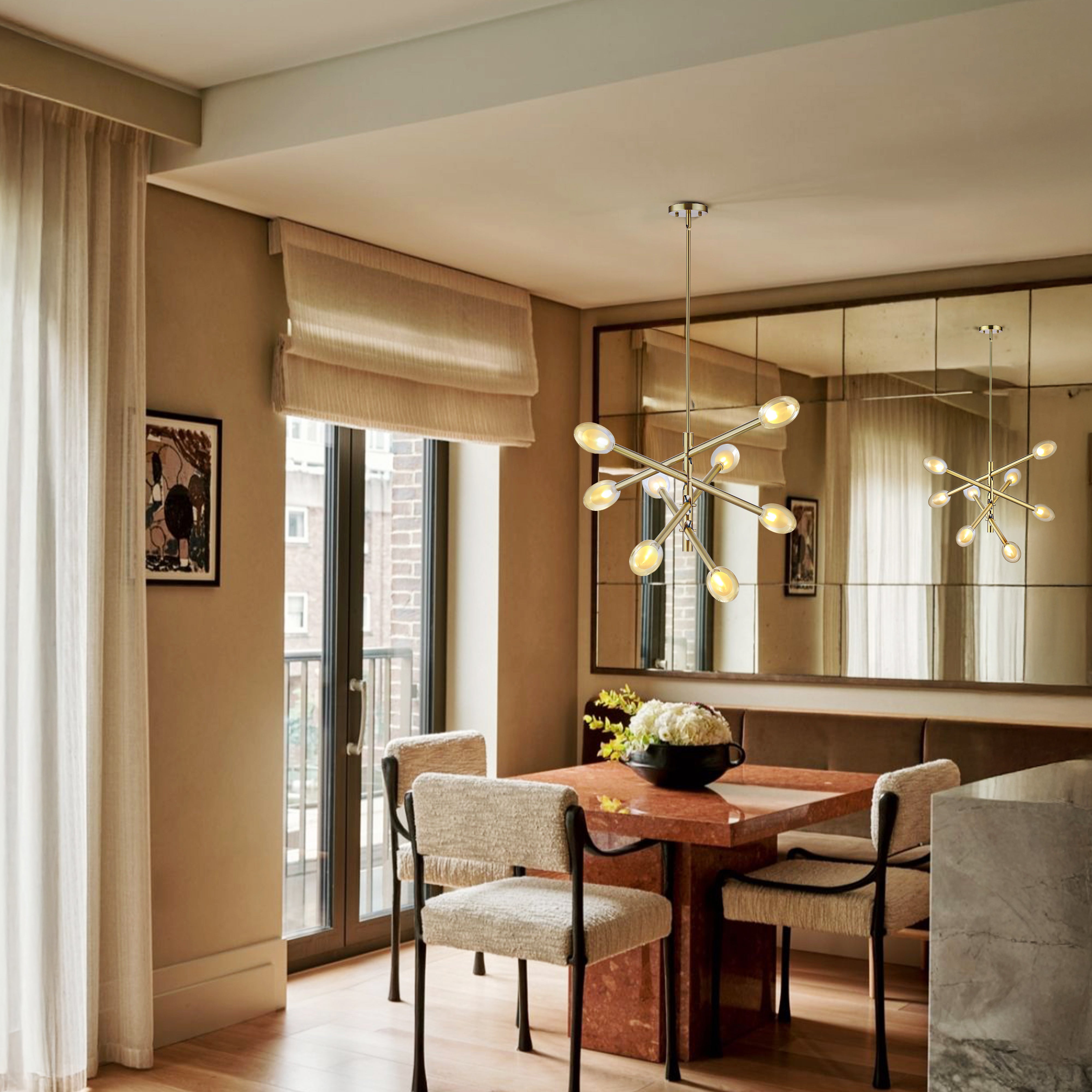 Double-pane Glass Swing Arm Chandelier