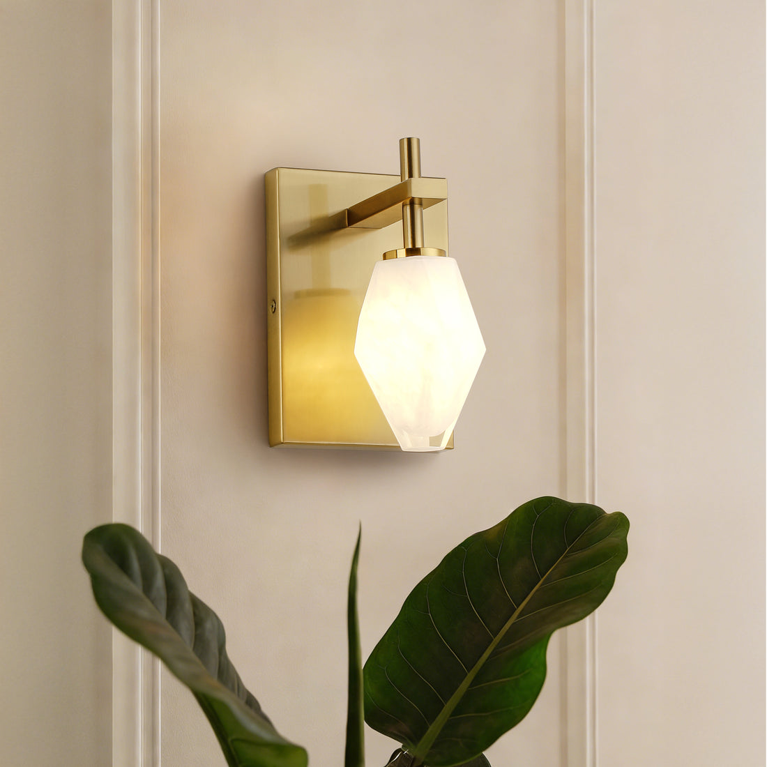 Modern Handmade Glass Wall Light Antique Brass Finish