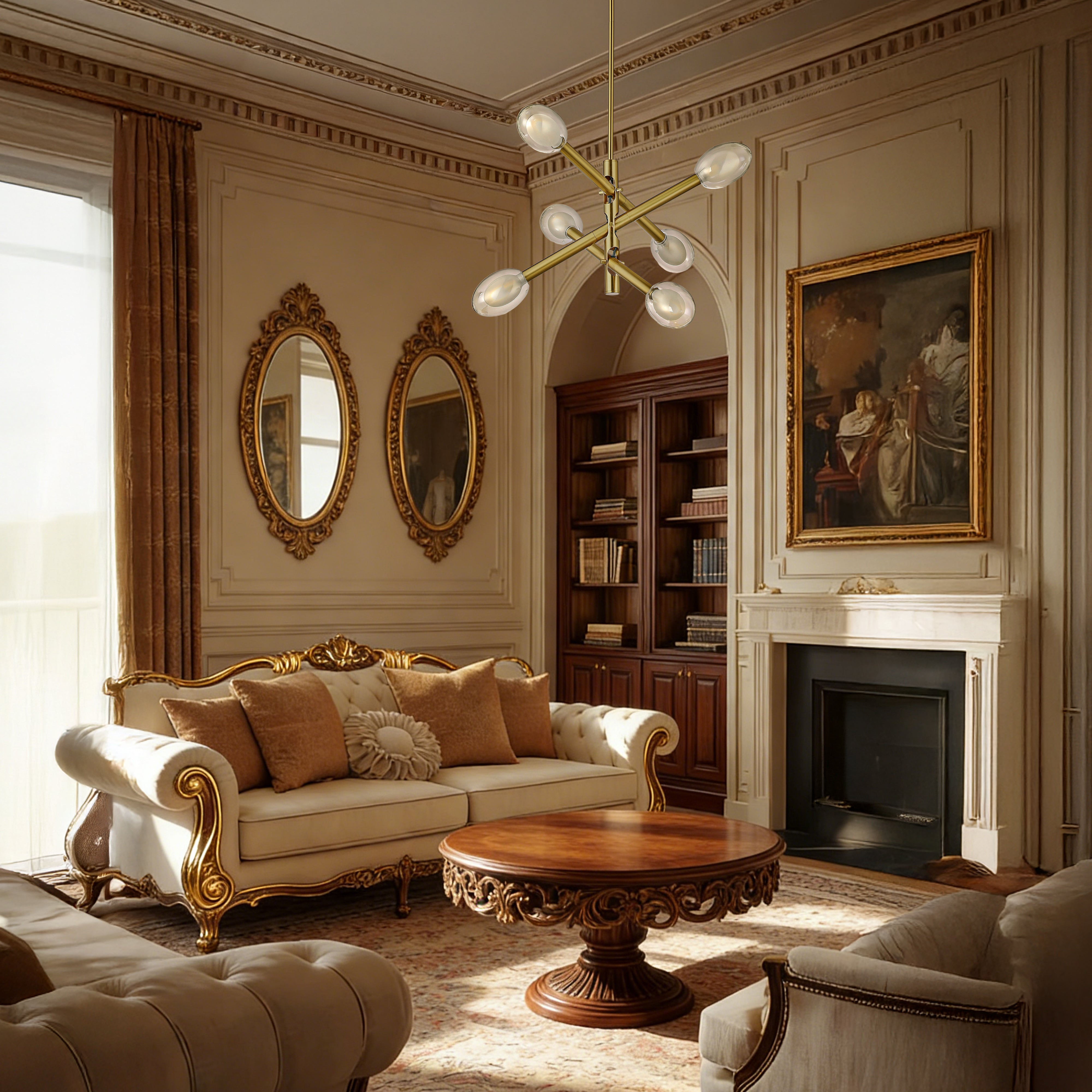 Double-pane Glass Swing Arm Chandelier