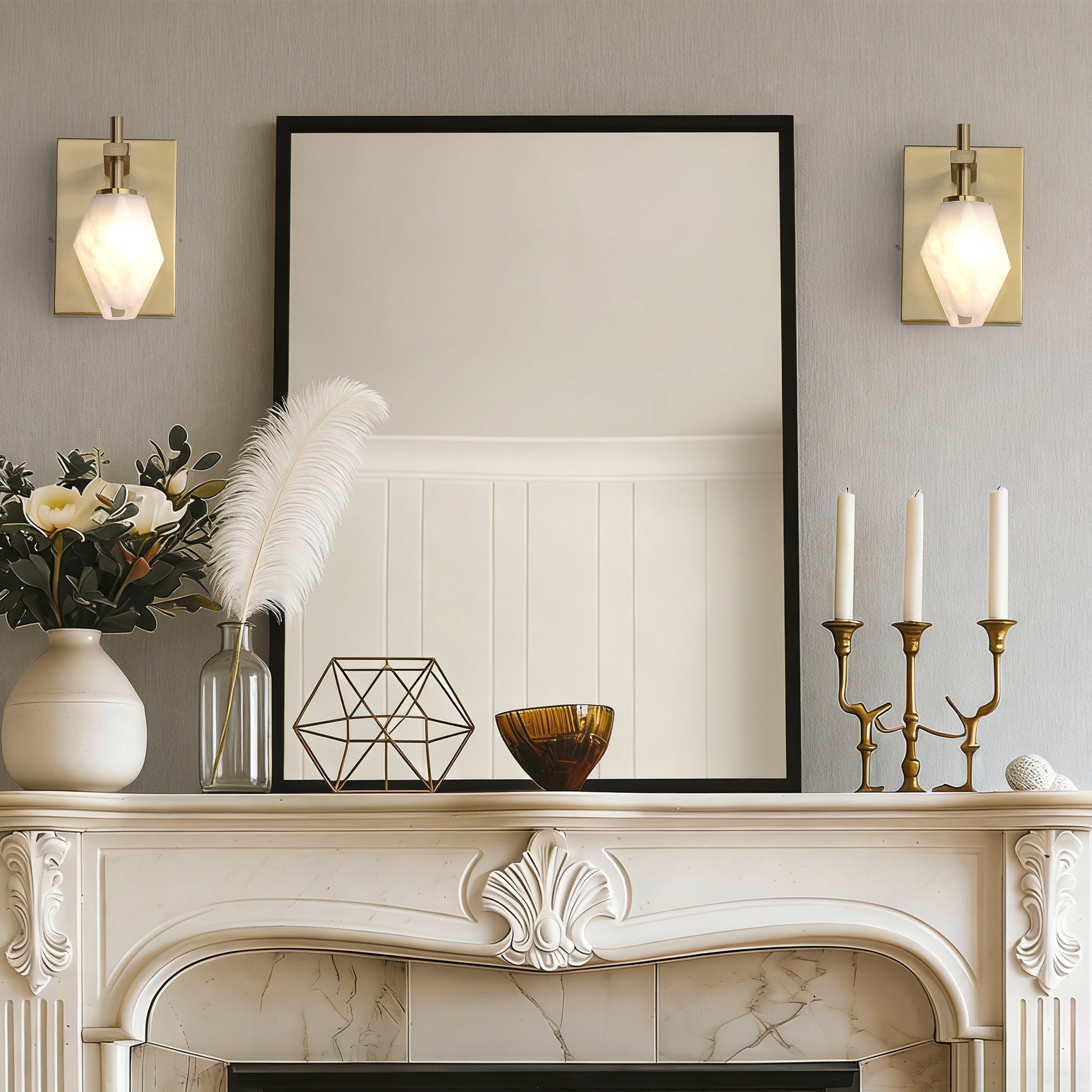 Modern Handmade Glass Wall Light Antique Brass Finish