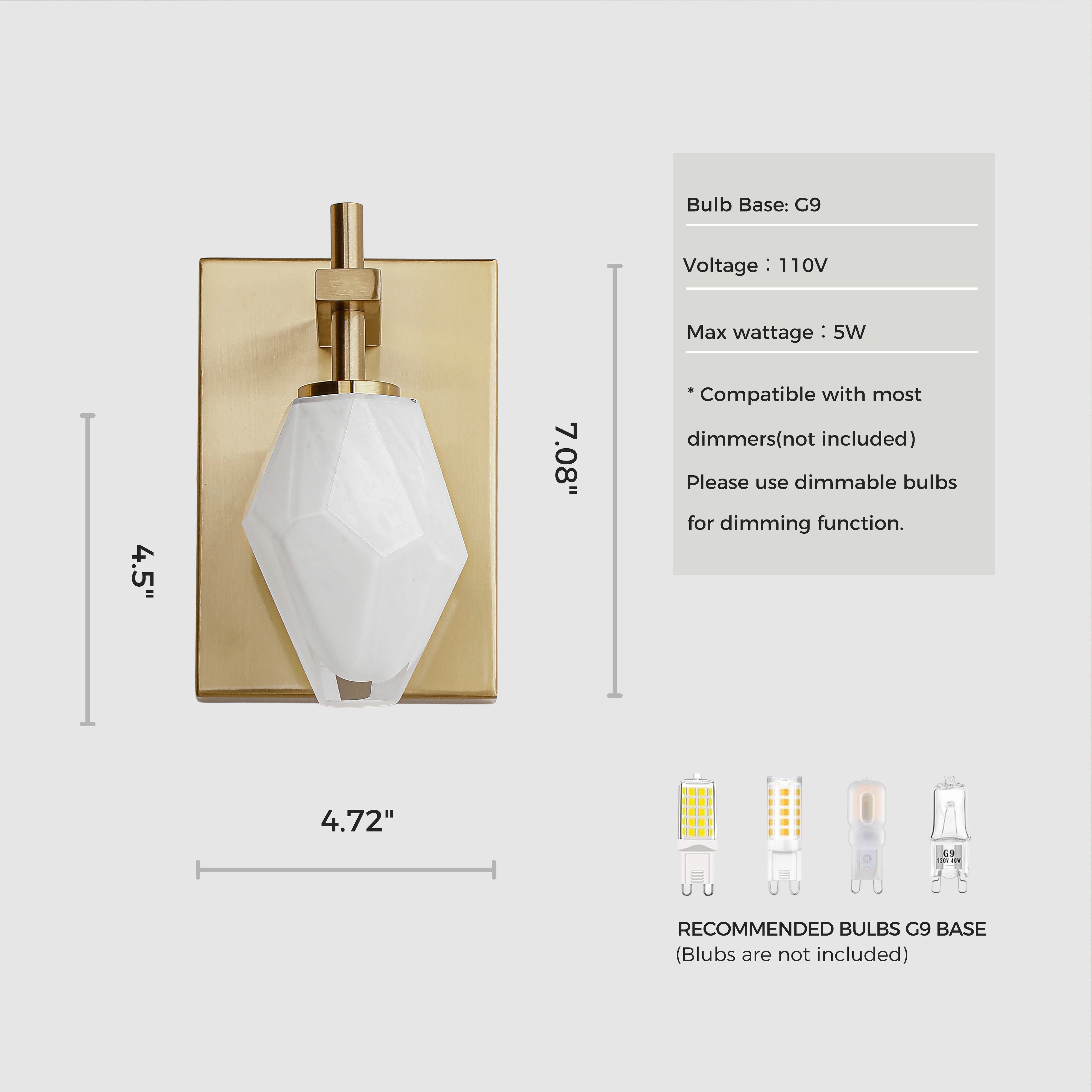 Modern Handmade Glass Wall Light Antique Brass Finish