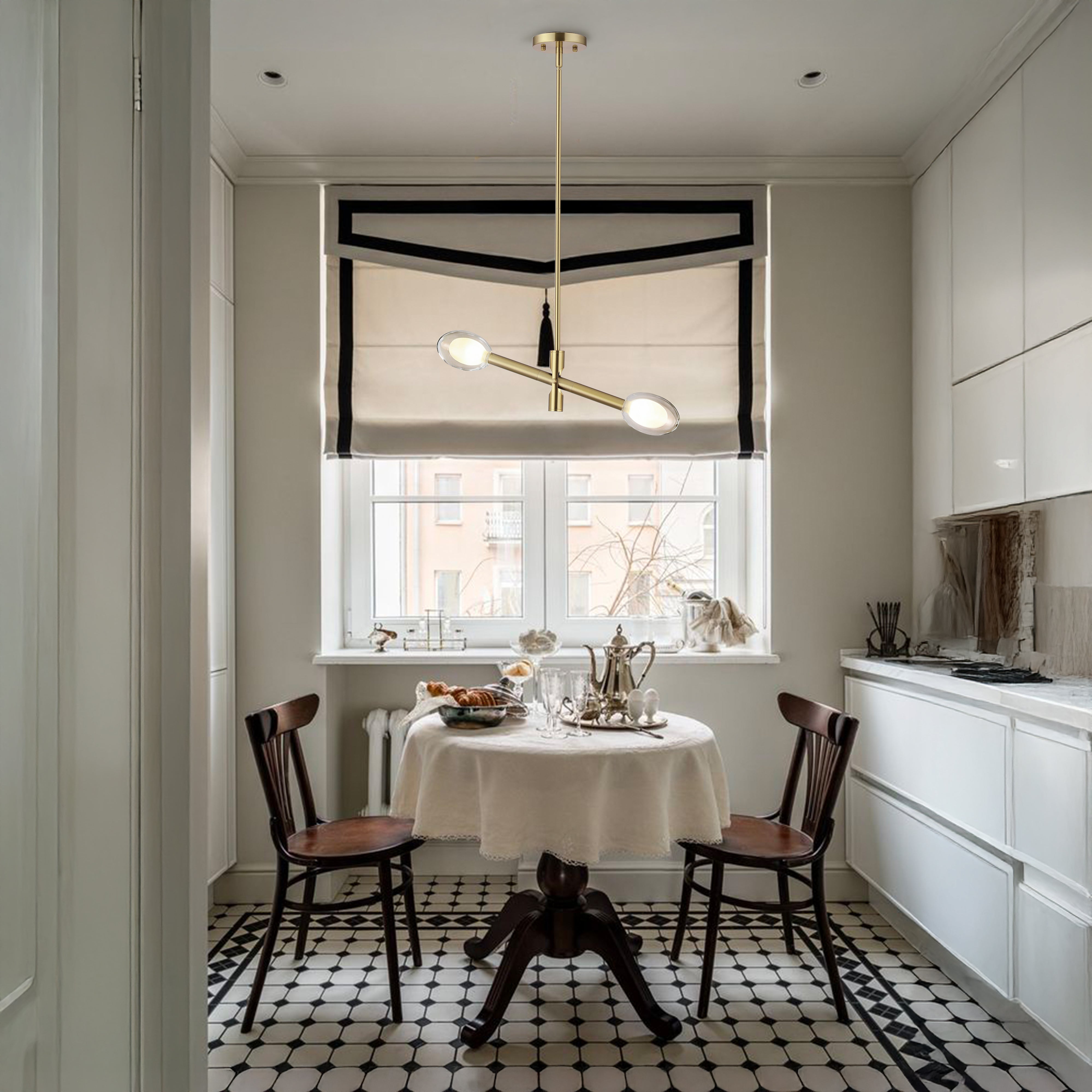 Double-pane Glass Swing Arm Chandelier