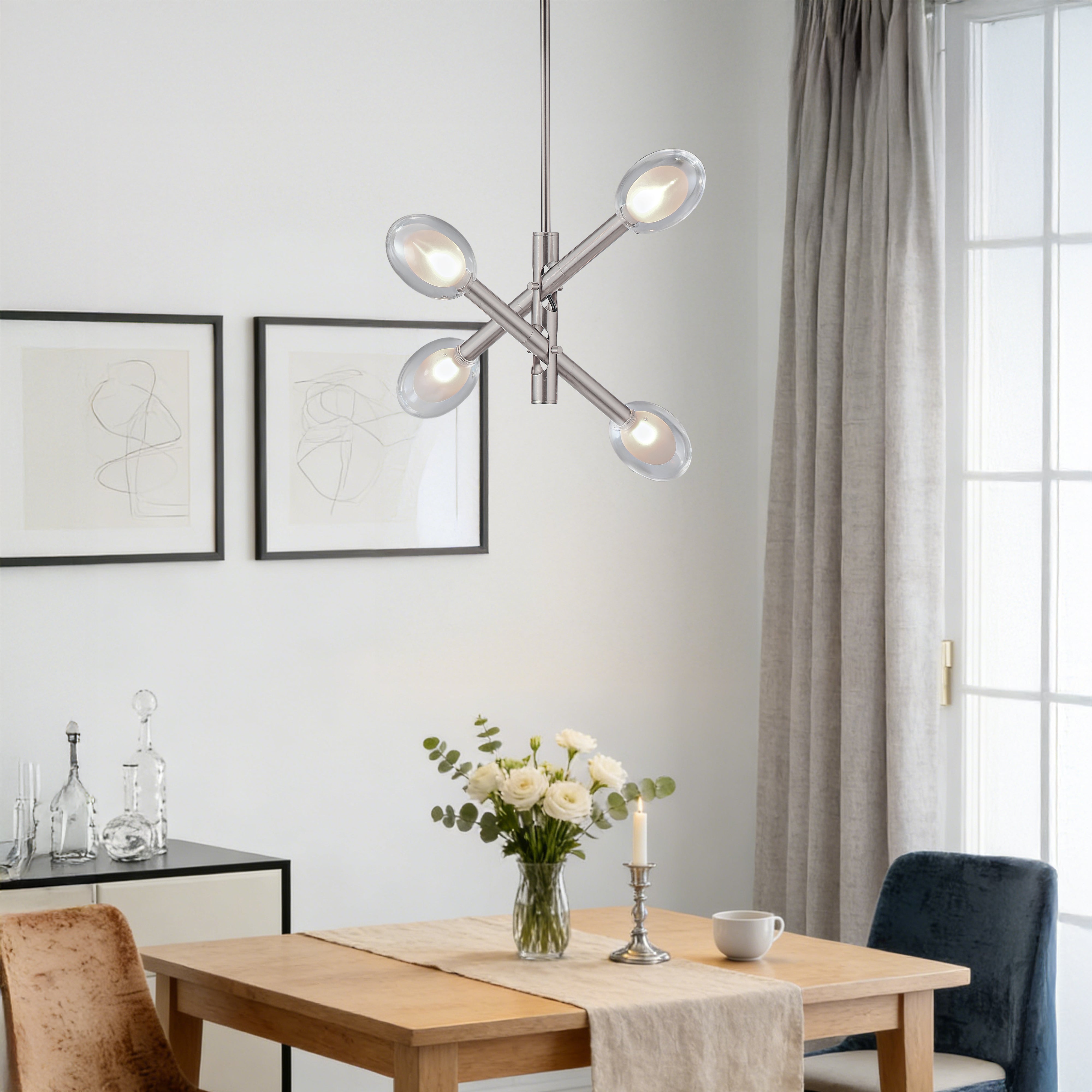 Double-pane Glass Swing Arm Chandelier
